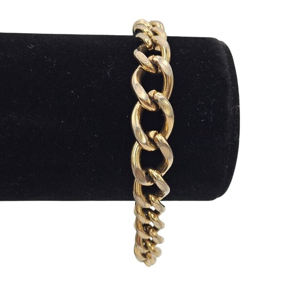 VTG Gold Toned Cuban Chain Link Wristlet Bracelet Classy Elegant Business Casual - Picture 1 of 15